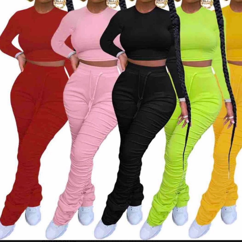 2 pc stacked pants long sleeve sets SIZE S - 2XL